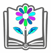 Logo von Anne Engelmann. Es zeigt ein stilisiertes aufgeklapptes Buch. Darin lieg eine bunte Blume, der Blumenschaft besteht aus einem Buntstift.